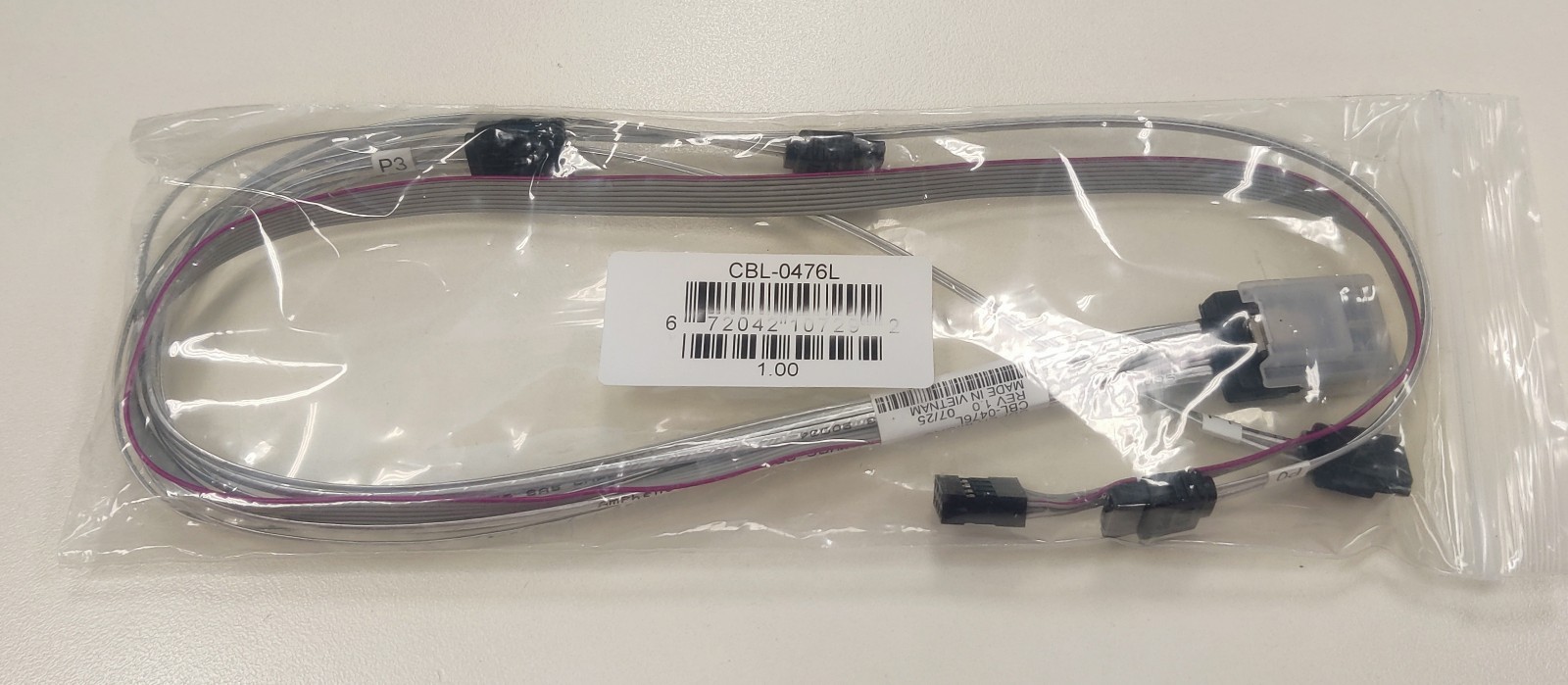 Supermicro CBL-0476L MiniSAS to 4 SATA 30/35/45/55cm with Sideband 55cm Cable
