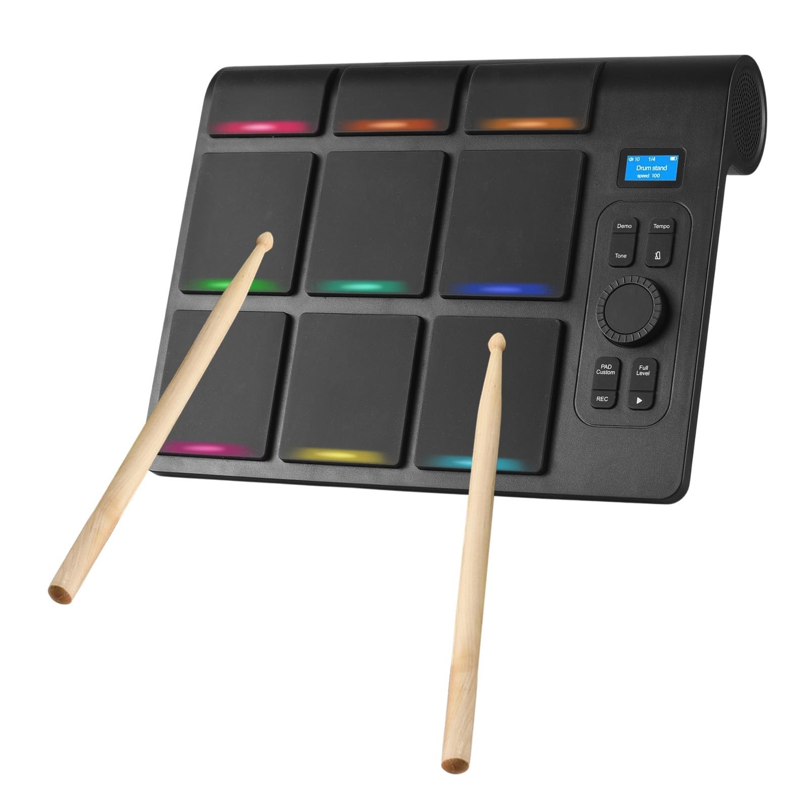 Electronic Tabletop Drum Set with 2 Speaker 9 Pads Color Lighting Supports BT...