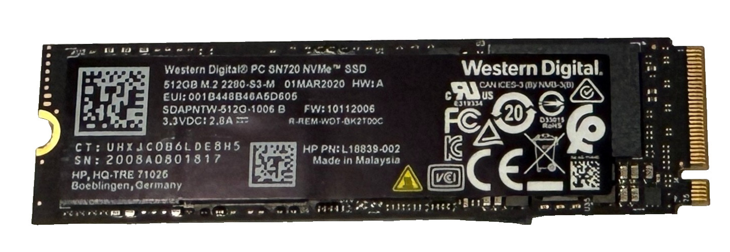 WD SN720 512GB M.2 2280 NVMe SSD Western Digital 96% Health