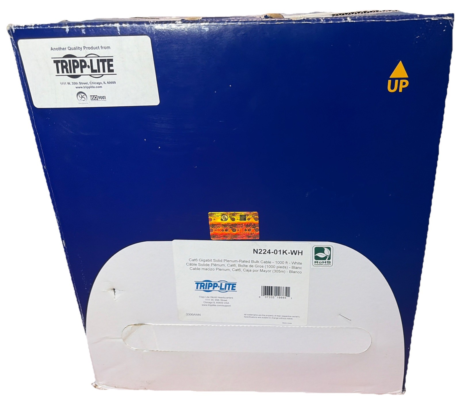 Tripp Lite Cat6 Plenum (CMP) Bulk Cable - 1000ft N224-01K-WH