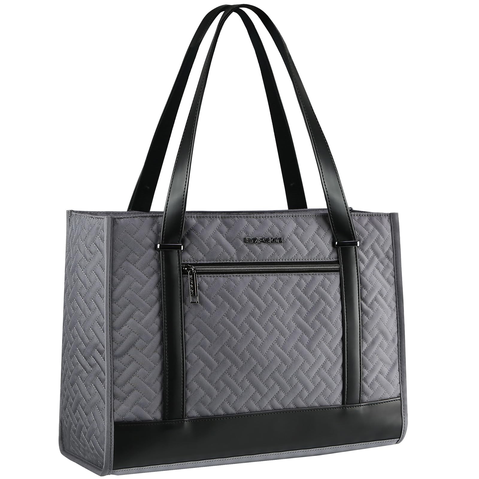 Laptop Tote Bag For Women 16 Inch Quilted Grey Handbag Computer Briefcase