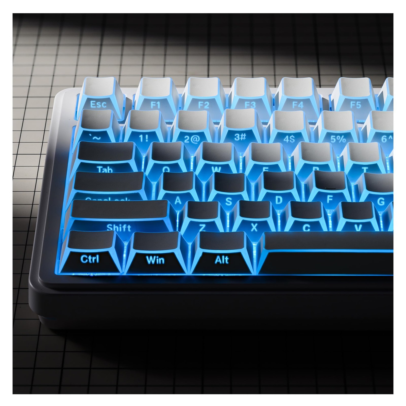 XVX White Shine Through PBT Keycaps Cherry Profile Side Printed Custom Set