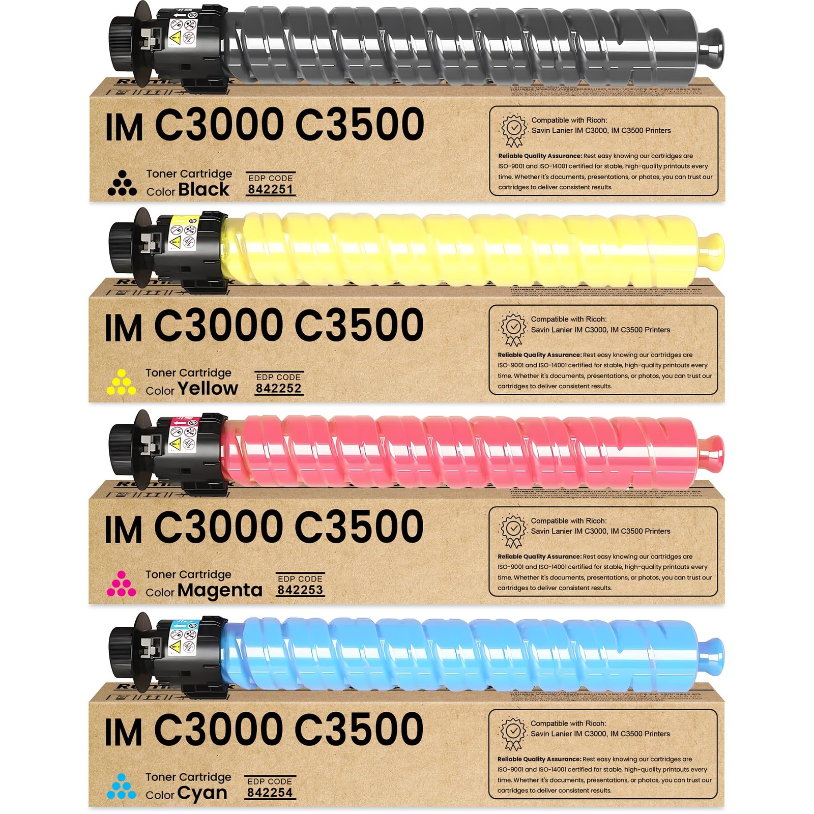 IM C3000 C3500 Toner Cartridge 4-Pack Replacement for Ricoh IM C3000 C3500