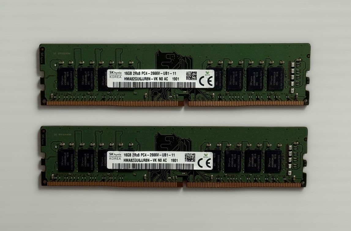 SK Hynix 32GB (16GBX2) 2Rx8 PC4-2666V DIMM DDR4 HMA82GU6JJR8N-VK DESKTOP MEMORY