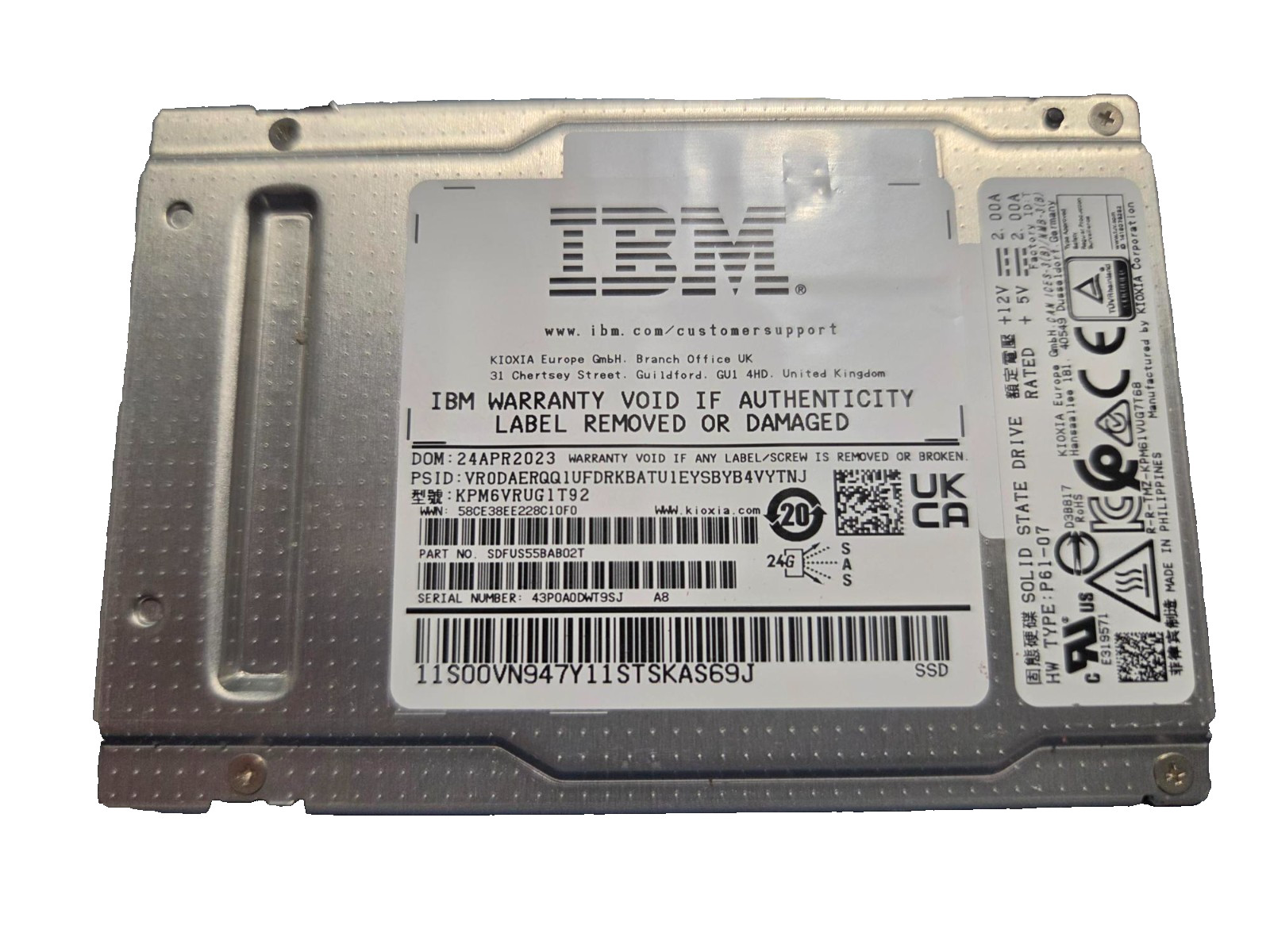 IBM 00VN947 1,920GB 2.5" SAS PM6VRUG1T92 Internal Solid State Disk Drives