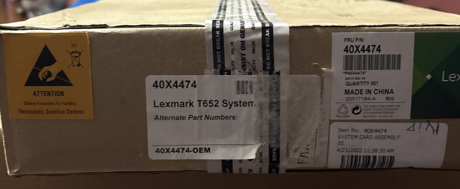 40x4474 T 652 Main System Board Lexmark Genuine OEM New