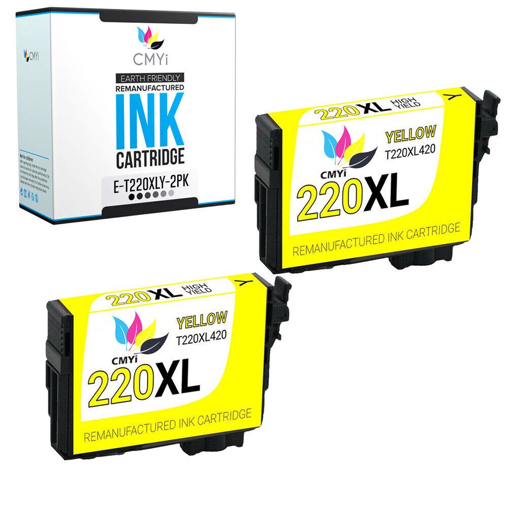 2PK T220XL Yellow Ink for Epson T220XL Fits Workshop XP-320 XP-420 WF-2630 2650