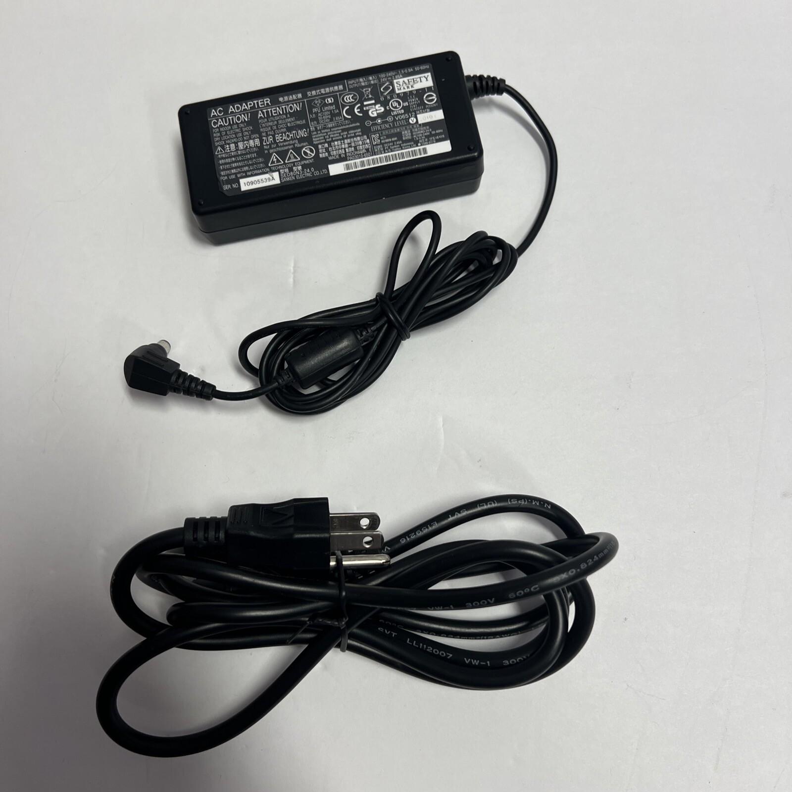 Genuine Fujitsu AC Adapter 24V for fi-7160 fi-7260 Scanner Power Supply Cord OEM