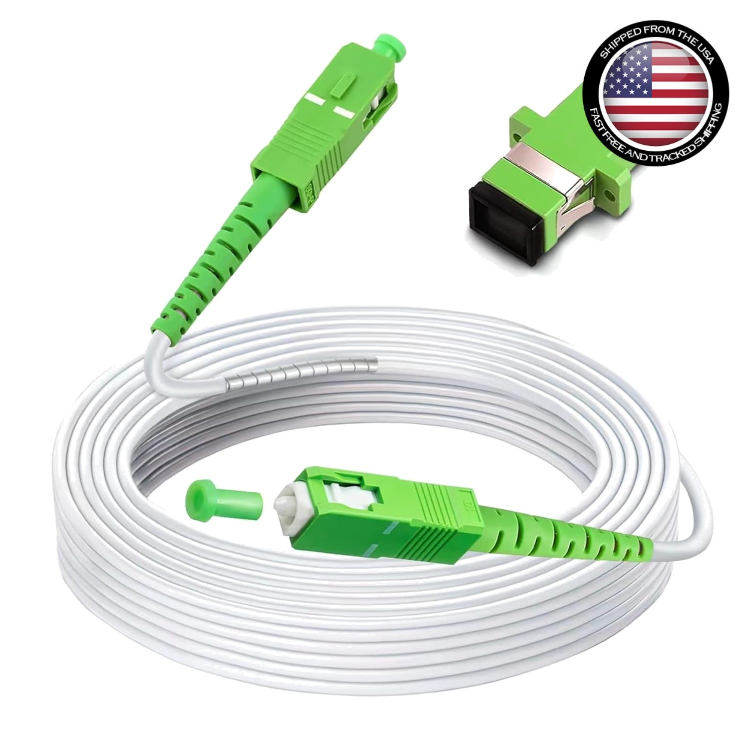 50ft (15 Meters) SC/APC to SC/APC Fiber Optic Internet Cable, Armored Single ...