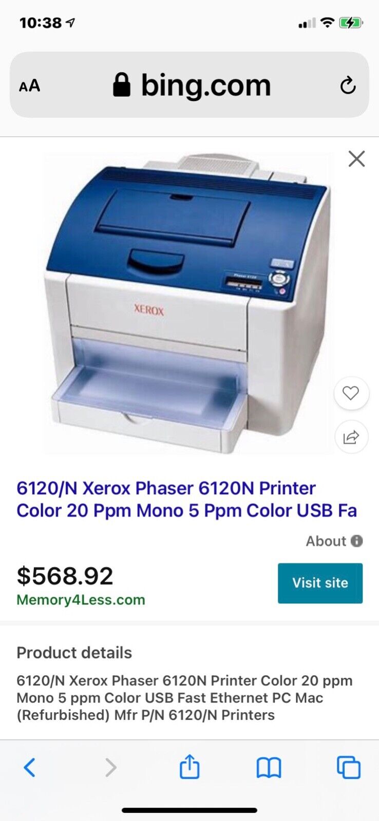 xerox phaser 6120 color printer