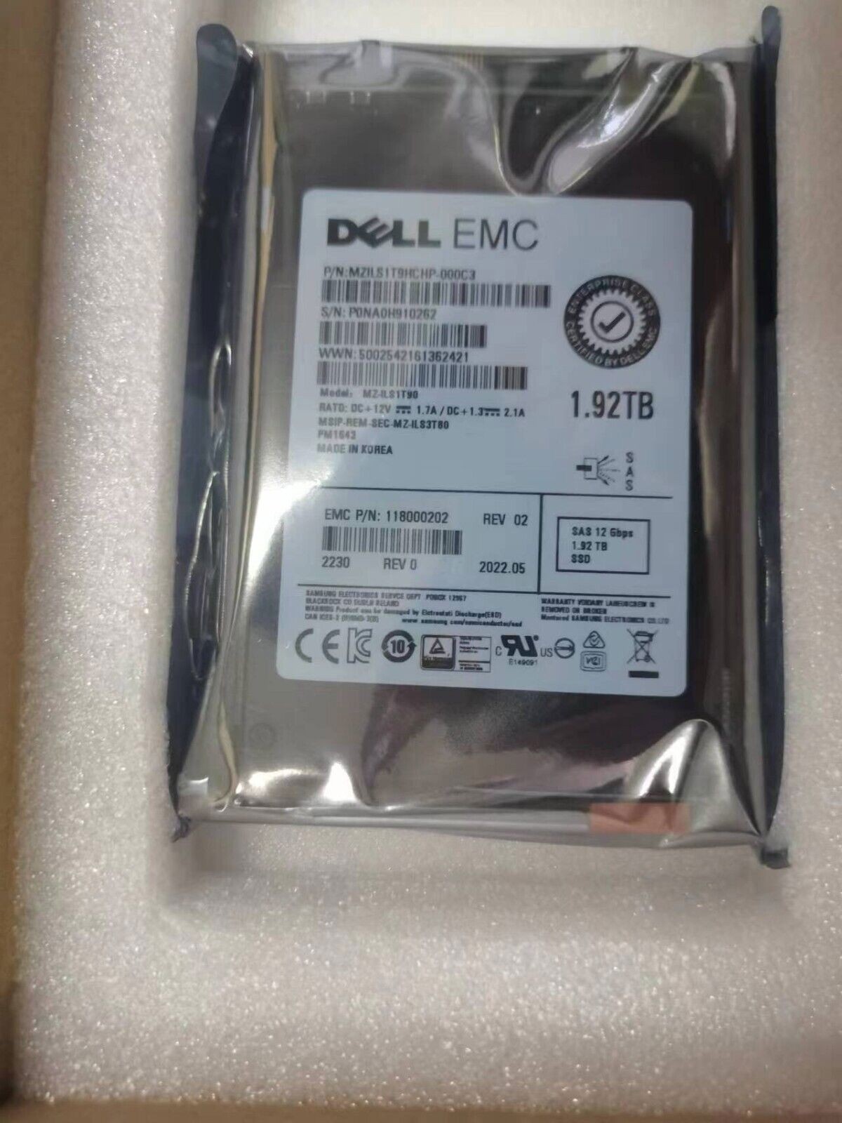 EMC Unity D3F-D2SFXL2-1920 005052582 005052583 1.92TB SAS SSD Solid State Drives