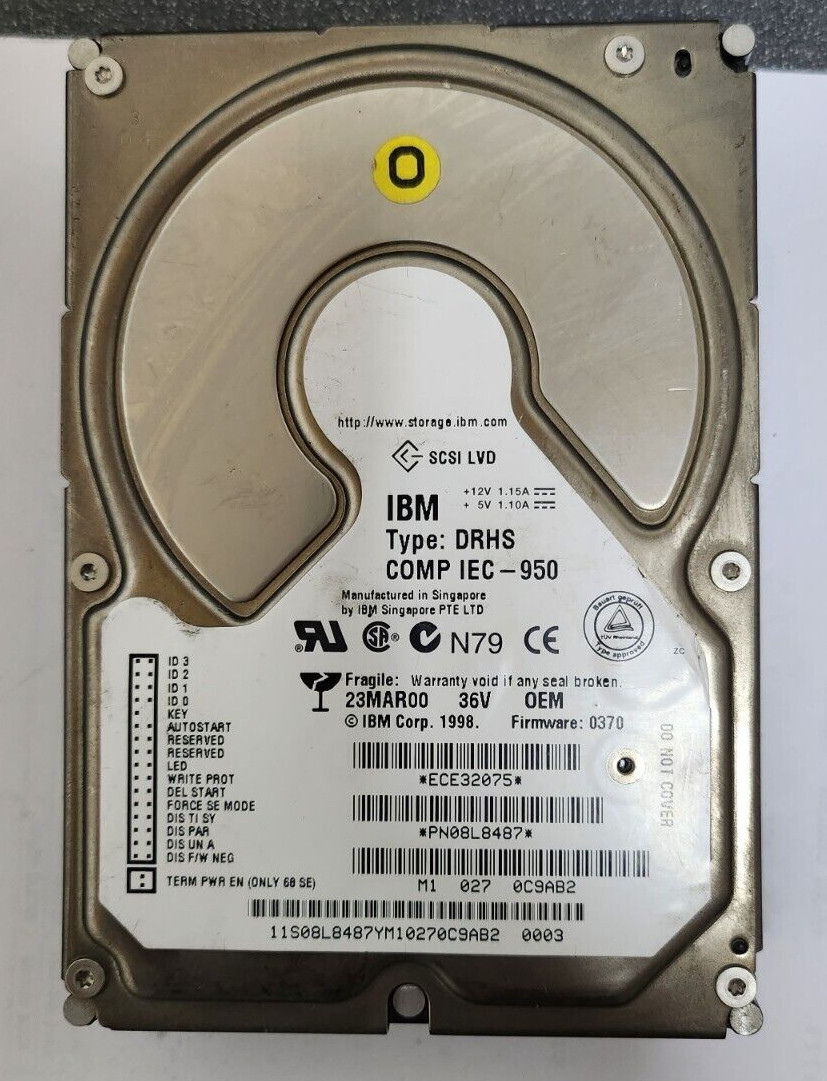 IBM 08L8487 DRHS-36V 36.4GB 68-pin 3.5" 1.6" High Tested SCSI Hard Disk Drive