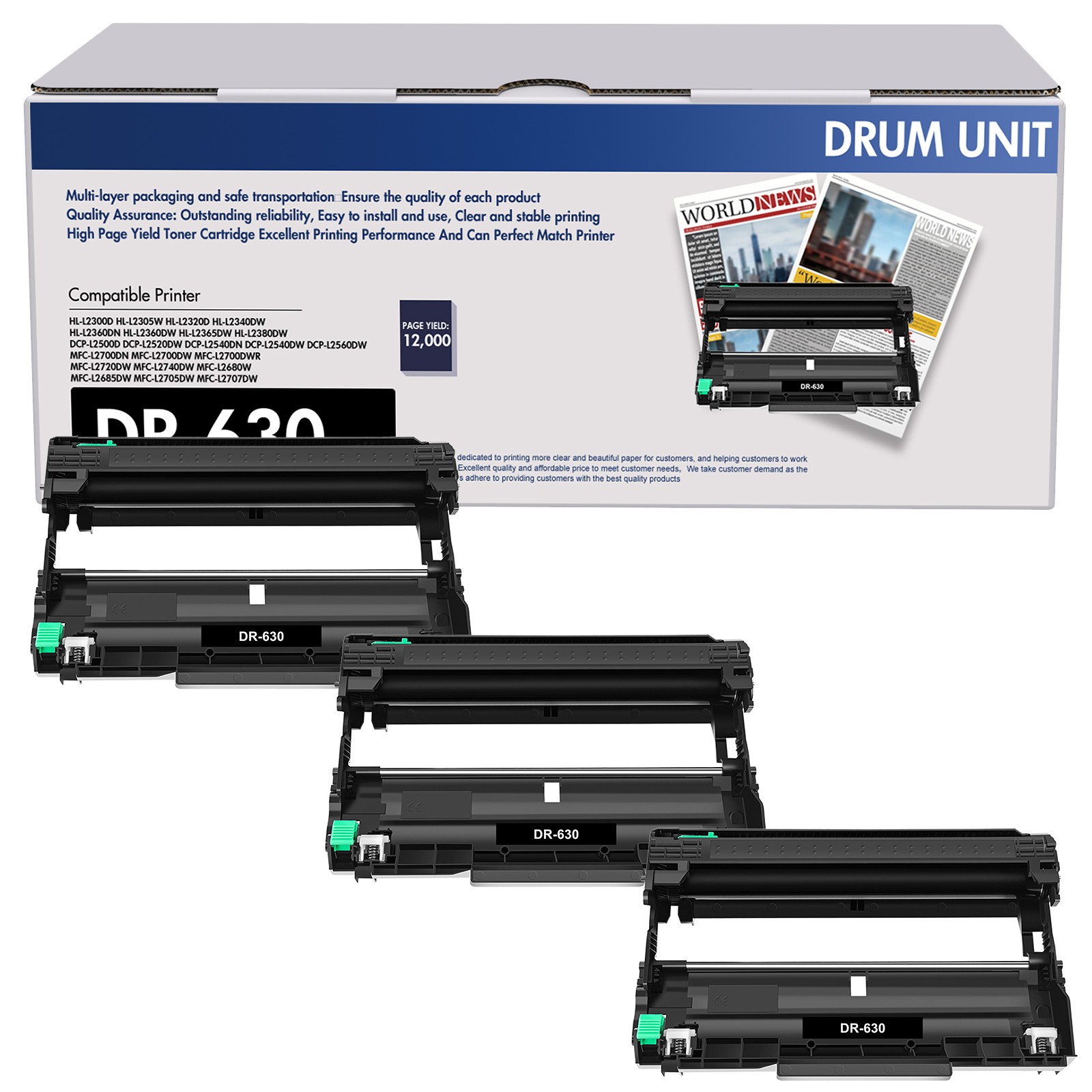 DR630 Drum for Brother MFC-L2700DW MFC-L2740DW DCP-L2500D HL-L2300D L2320D LOT