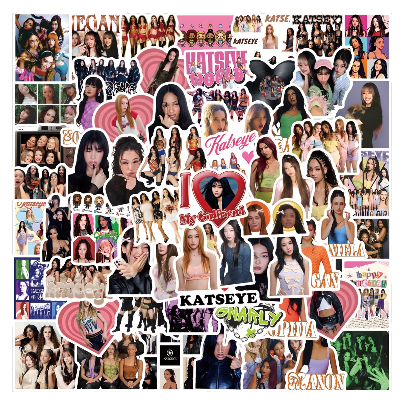 120 PCS KATSEYE Stickers, Waterproof Vinyl Pop Korean 1.5-3.5 inches, Katseye