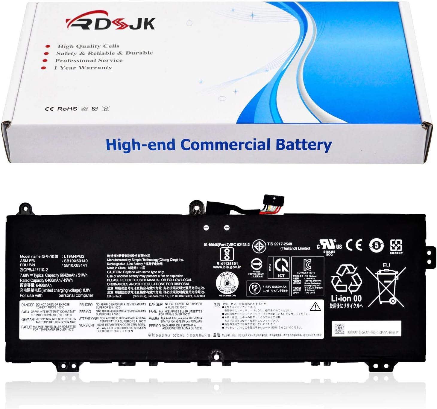 L19M4PG2 L19D4PG2 L19L4PG2 Laptop Battery for Lenovo ThinkPad C13 Yoga 1st Gen