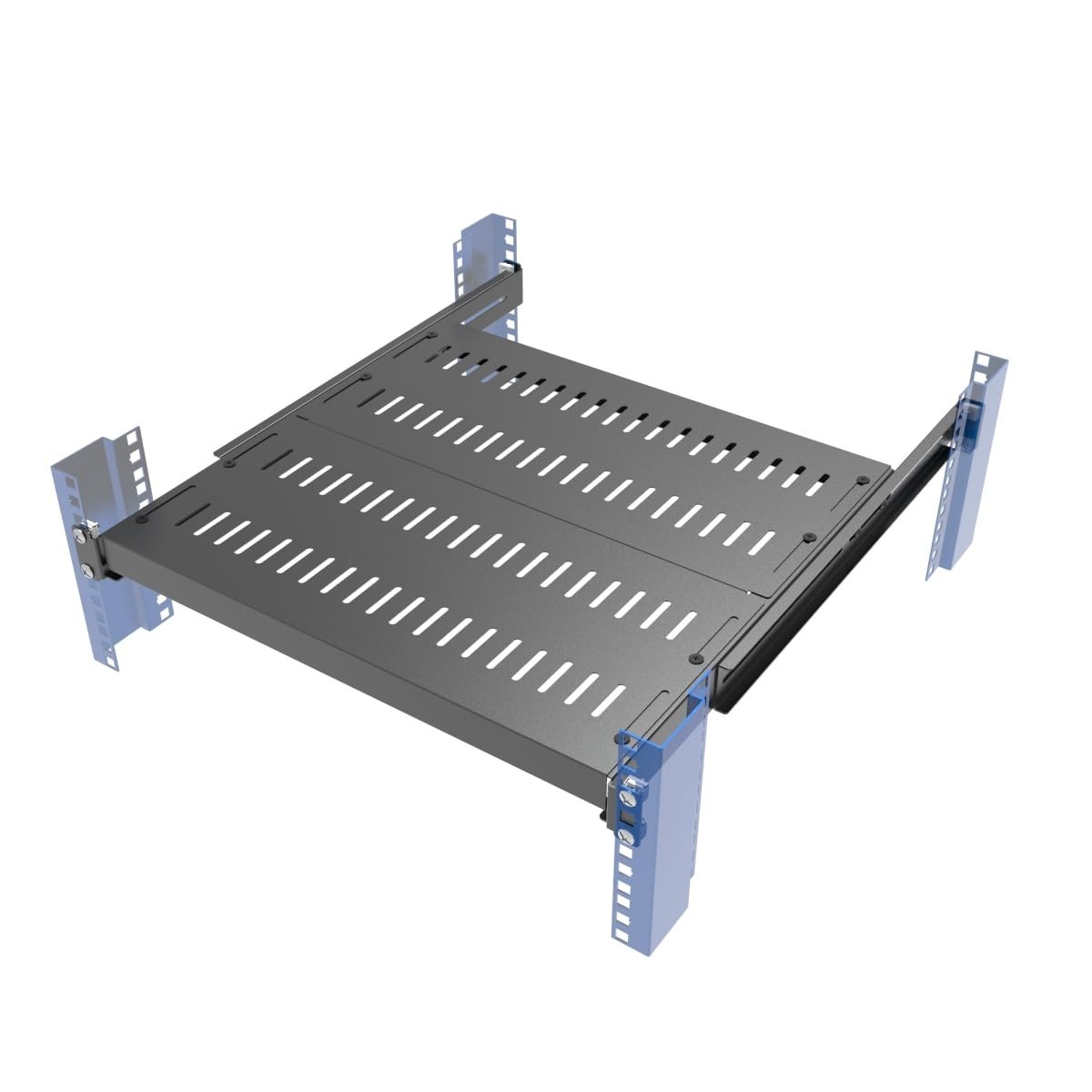 Adjustable 1U Vented 4-Post Server Shelf for 16.5"-29" Depth Rack Mounting