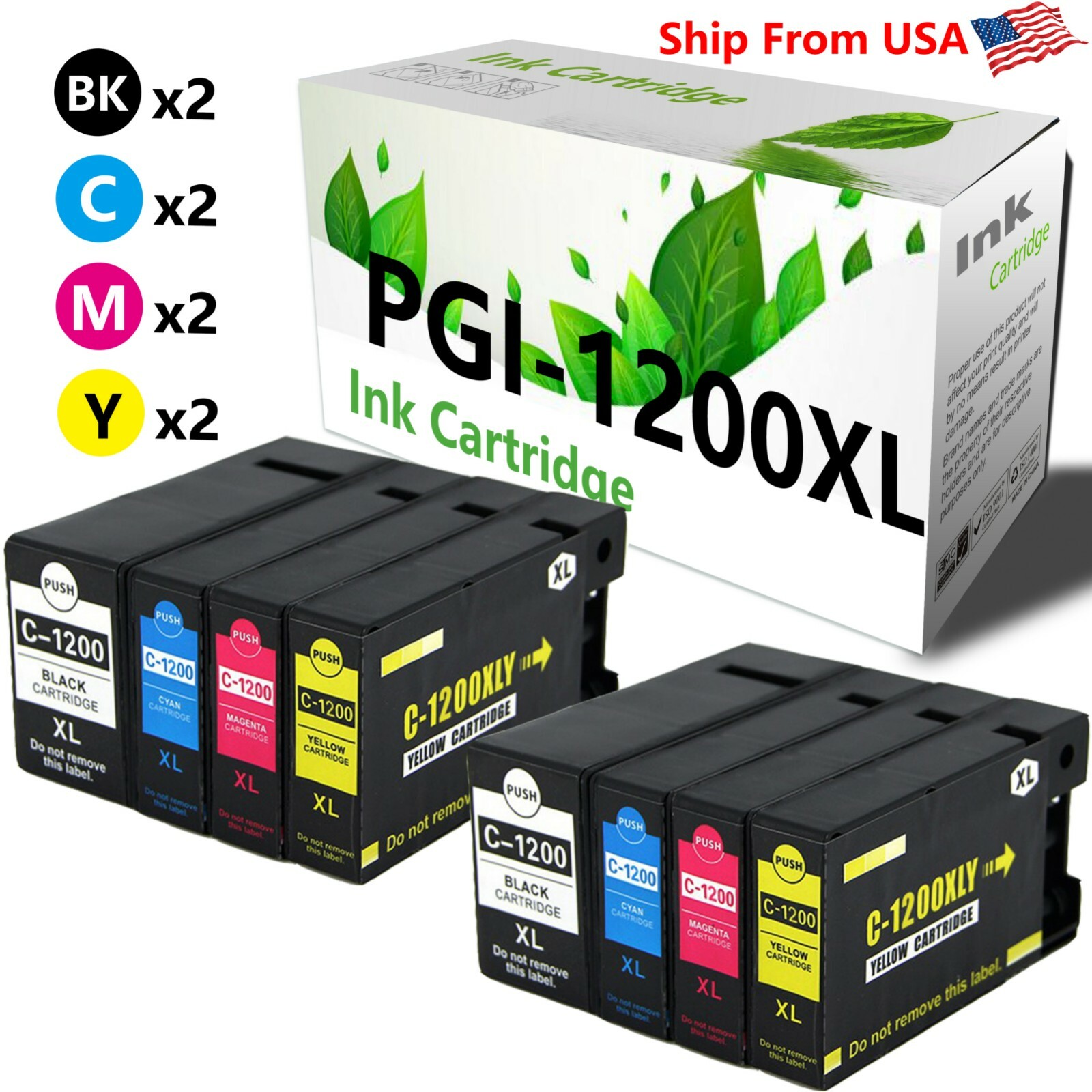 8-Pack PGI-1200XL PGI1200 Ink Cartridge for MAXIFY MB2320 MB2720 Printer