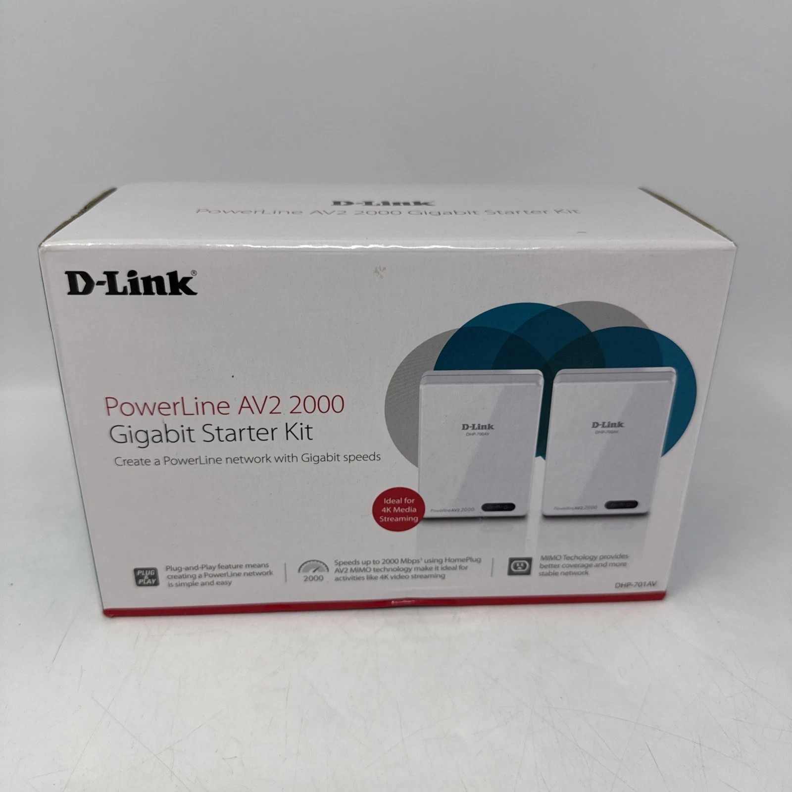 D-Link DHP-701AV PowerLine AV2 2000 Gigabit Network Extender Kit - Box damaged