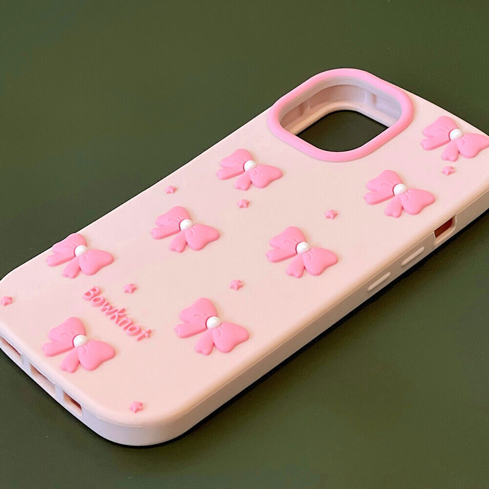 Luxury 3D Cute Soft Silicone Bow Tie Cover Case For 16 15 14 13 12 Pro Max 11