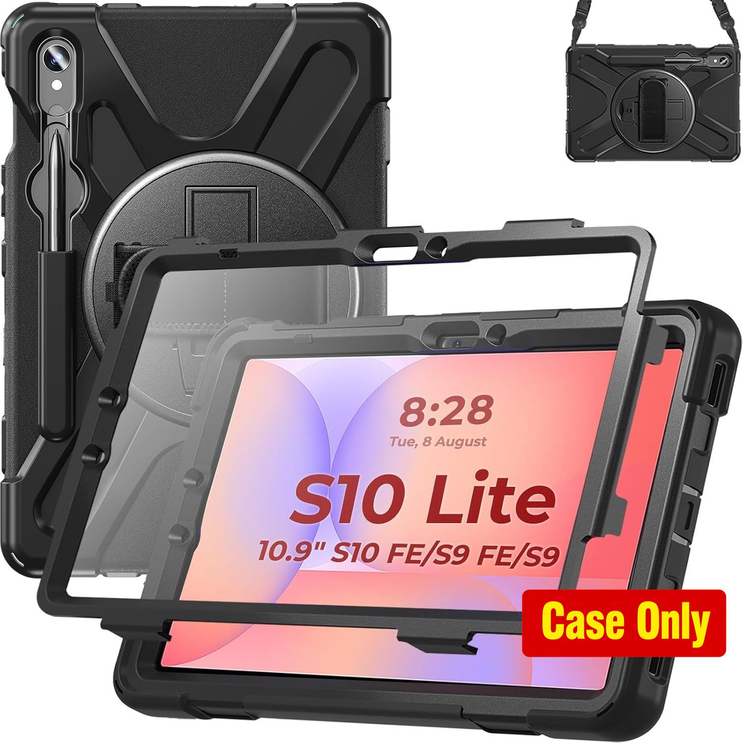 KAHITE Black Case for Galaxy Tab S10 Lite / S10 FE 5G with Screen Protector & 36