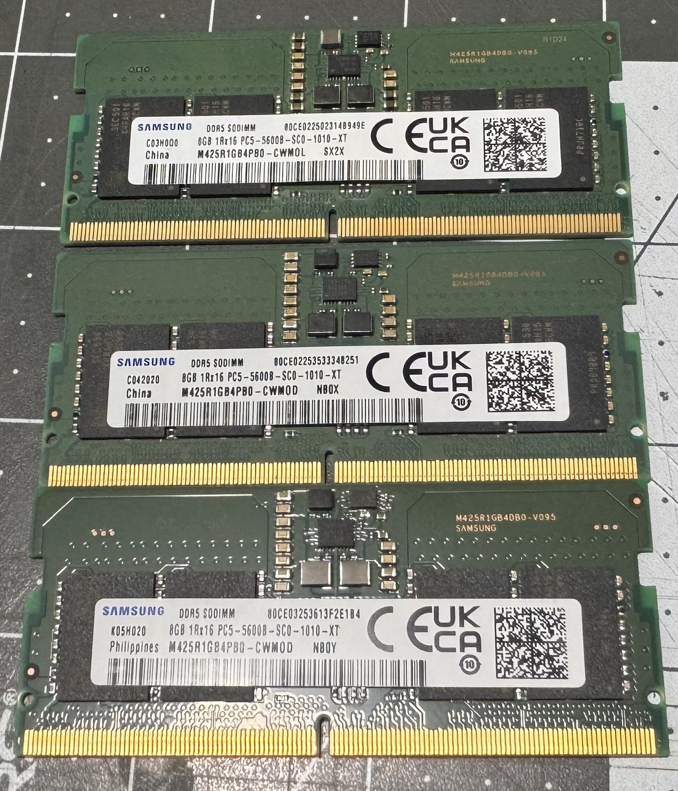 Lot Of 3- Samsung 8GB DDR5-5600 SODIMM RAM 1Rx16