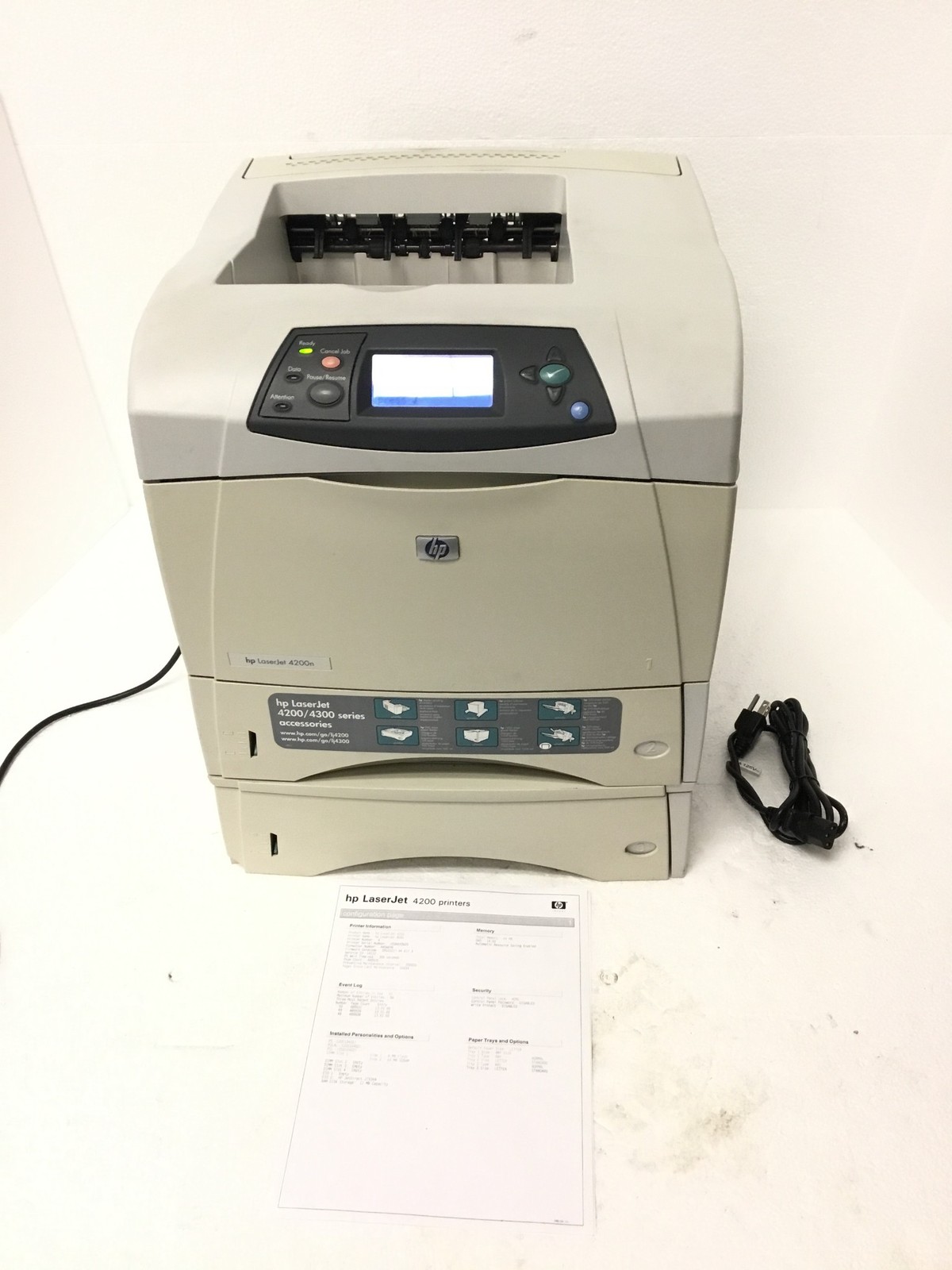 HP LaserJet 4200n Q2426A Printer w/Jetdirect 620n Extra Tray 484K Page 