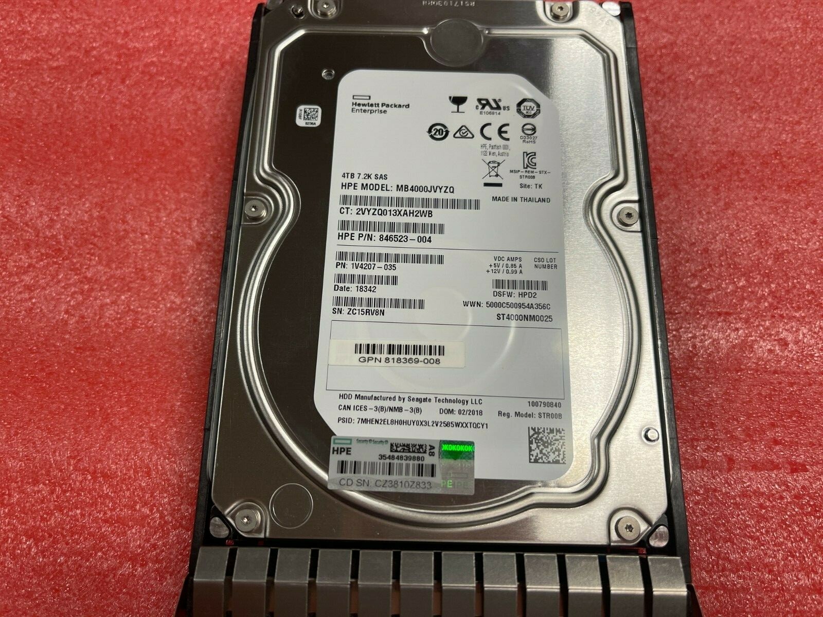 HP 846523-004 MB4000JVYZQ 826550-001 ST4000NM0025 HP 4TB SAS 12G HD OEM NEW