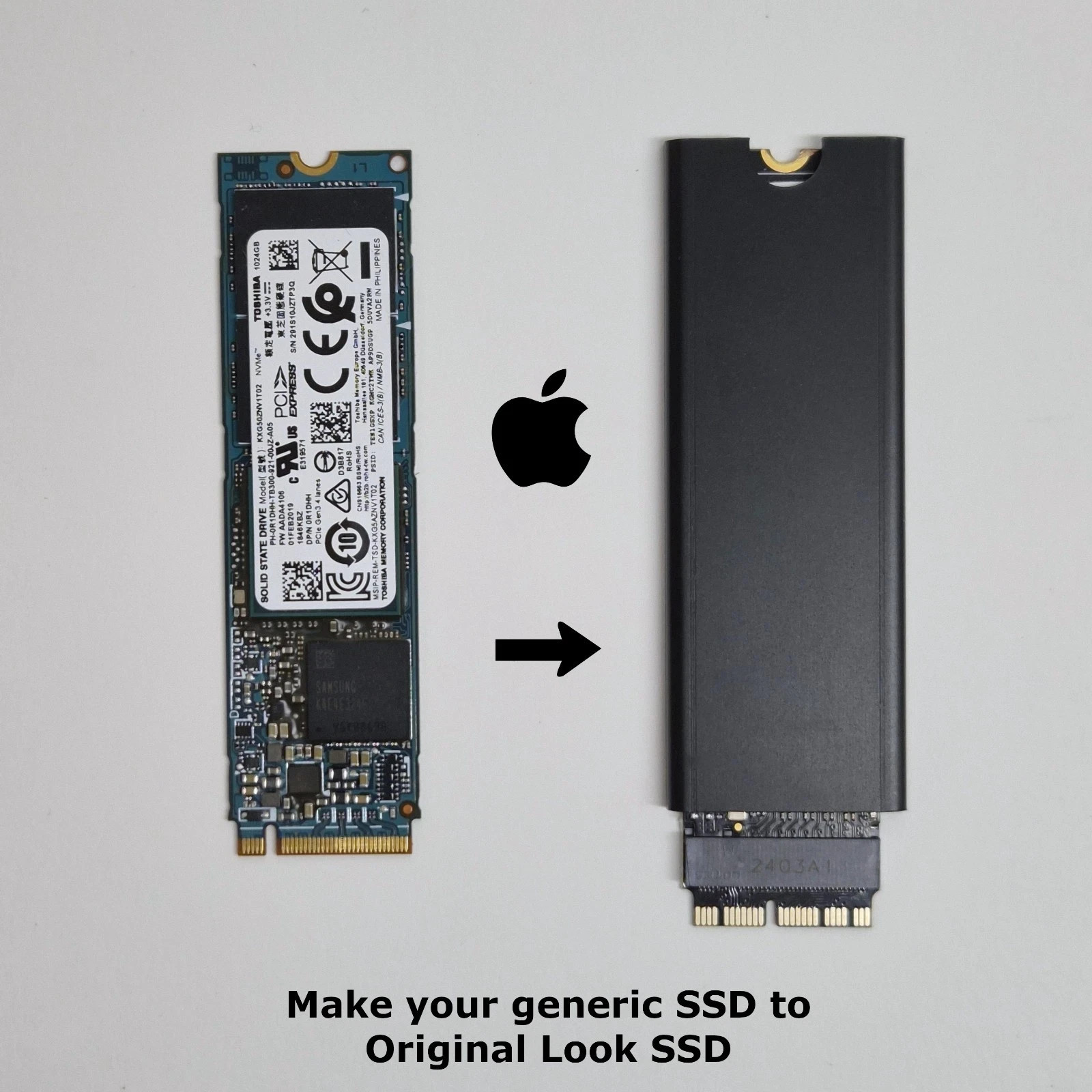 Apple Mac Pro 2013 A1481 NVMe SSD Converter Adapter w/ Heatsink Complete Set