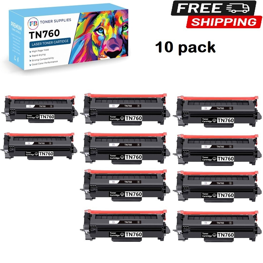10 Pk TN760 Toner Cartridge /DR730 Drum for Brother MFC-L2710DW MFC-2750DW DCP-
