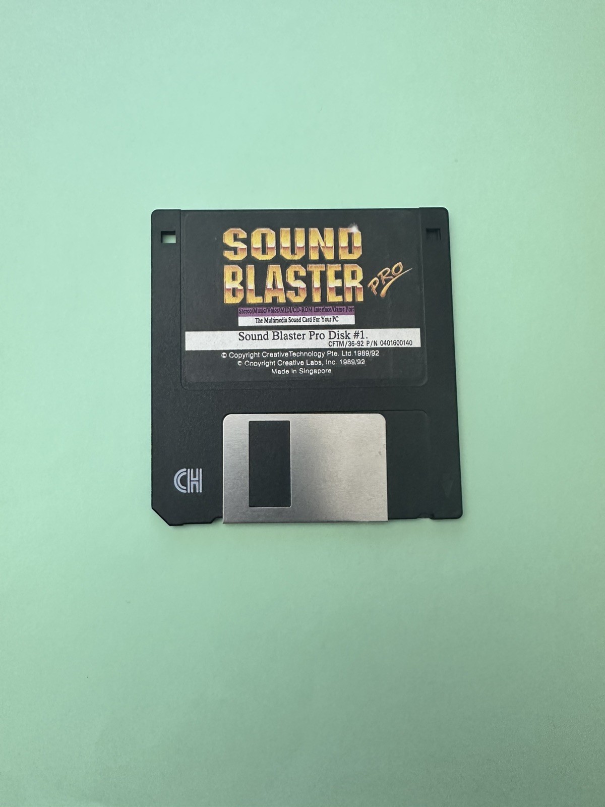 Sound Blaster Pro Disk 1 floppy disk 3.5" 1989/92 Creative Labs Tech Rare & HTF