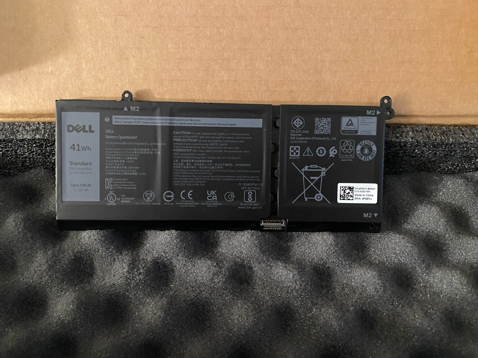 New Dell OEM Inspiron 15 3511 15.6" Battery 11.25V 41Wh 3467mAh G91J0 MGCM5