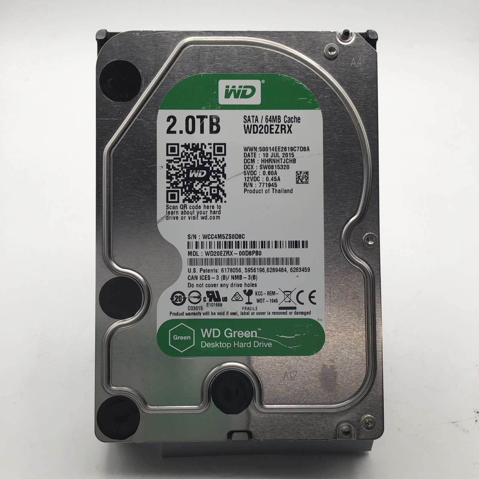 Western Digital WD 3.5 Caviar Green 2TB SATA III 6Gbps HDD WD20EZRX Tested Wiped