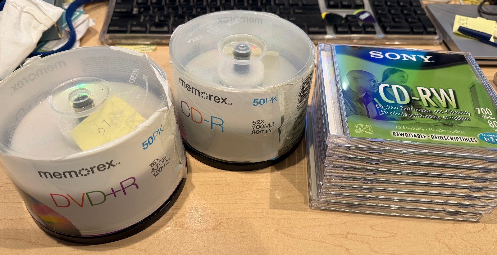 Lot of Blank Media: 37 Memorex DVD+R and 33 Memorex CD-R and 8 SONY CD-RW Disks