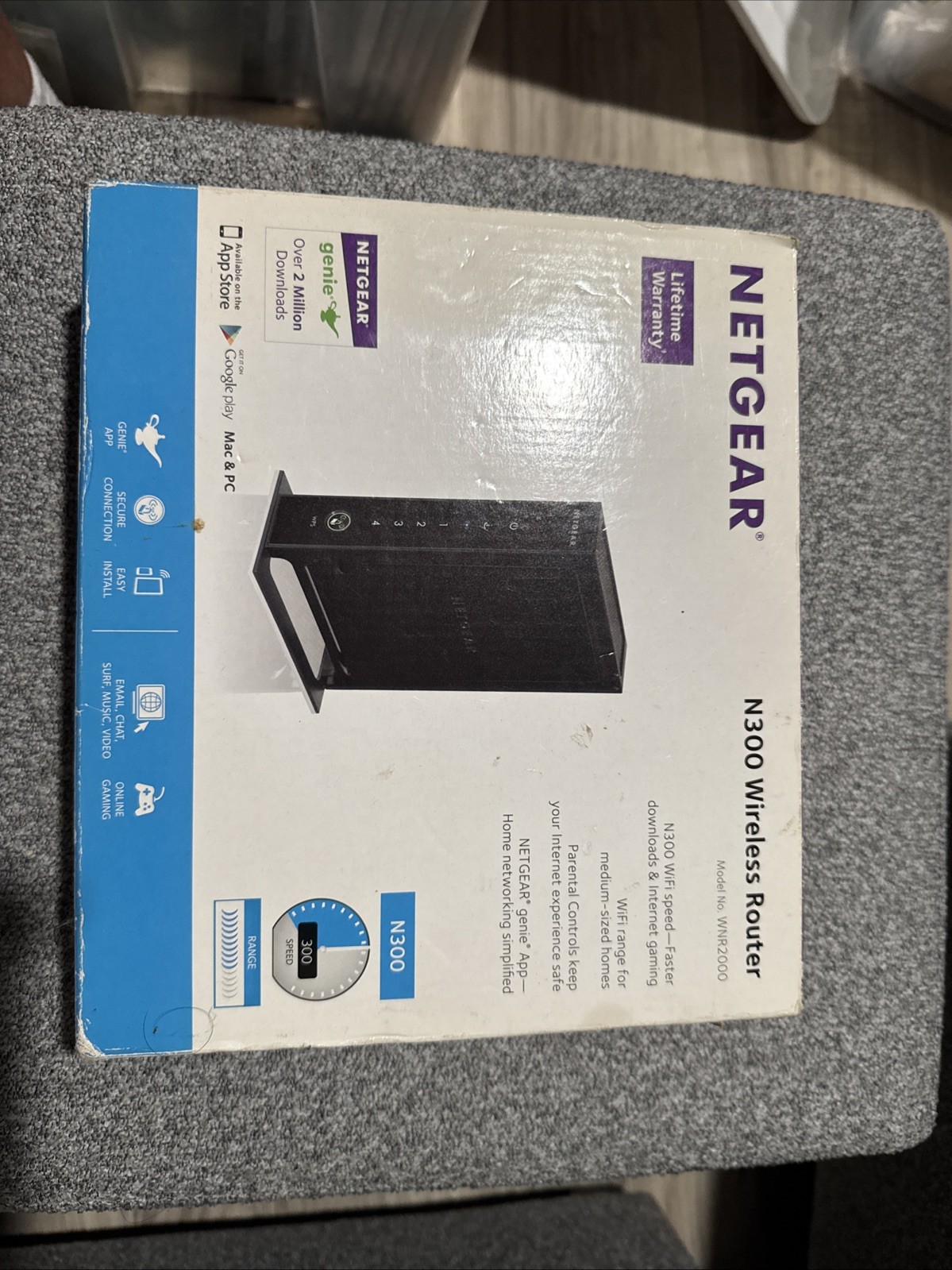 Netgear N300 Wireless WiFi RouterBlack -  Content Is Sealed But Open Box