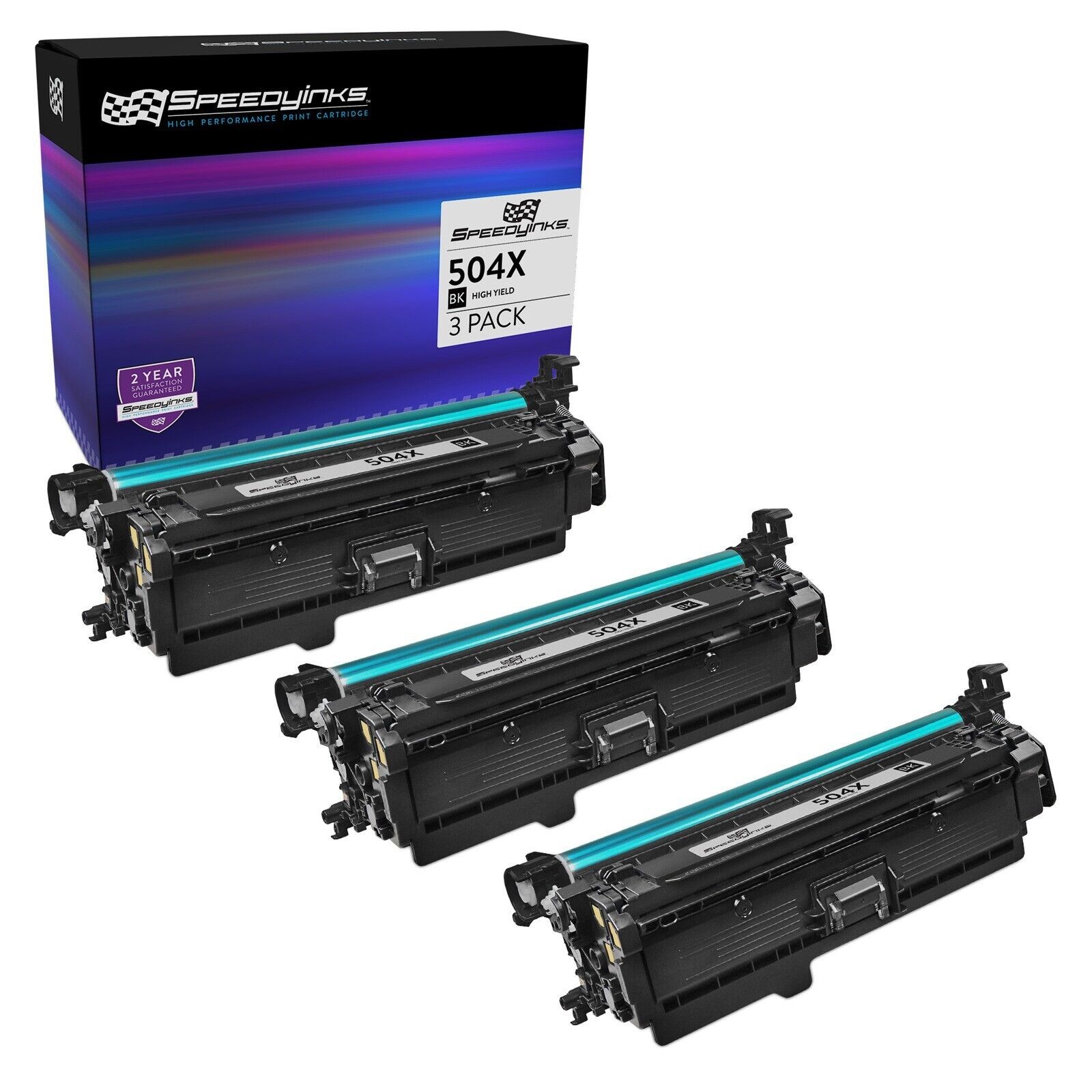 3pk Reman for HP 504X CE250X High Yield Black Toner Cartridge CM3530 CP3525