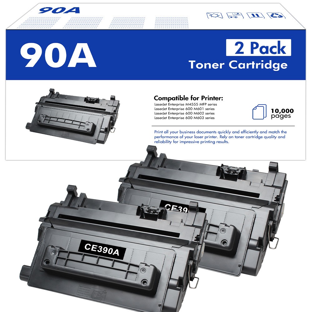 2 Pack CE390A 90A Toner cartridge For HP LaserJet Enterprise 600 M602x M603xh