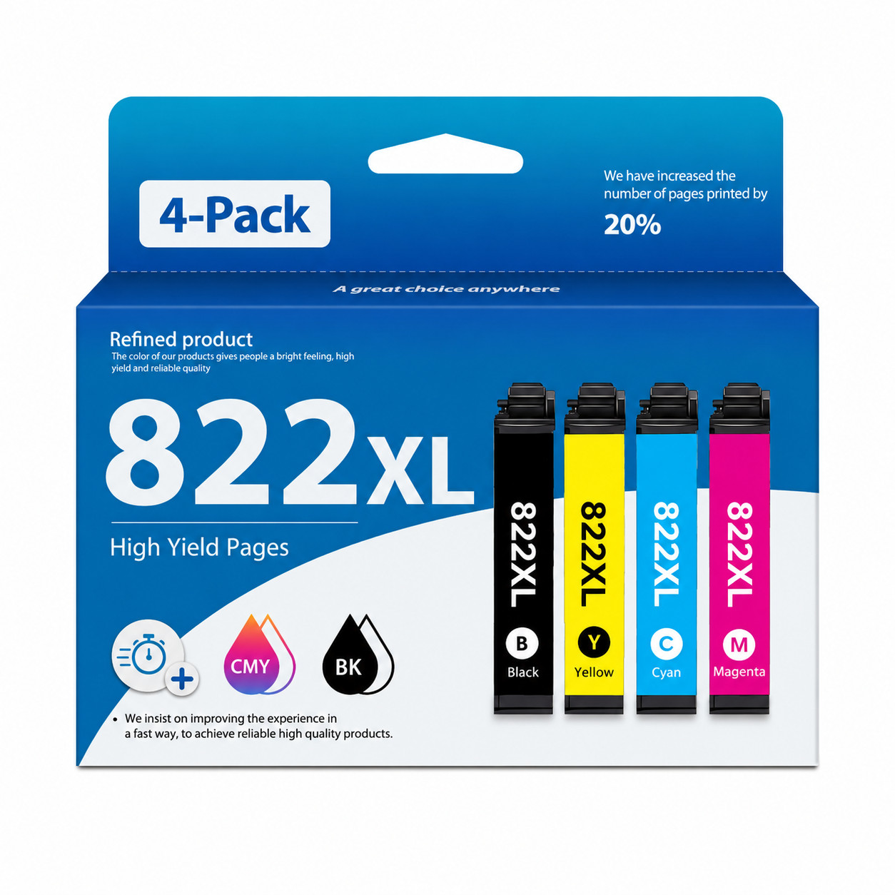 822XL 4PK BK/C/M/Y Ink Replacement for WF-3820 WF-4820 WF-4830 WF-4833 WF-4834