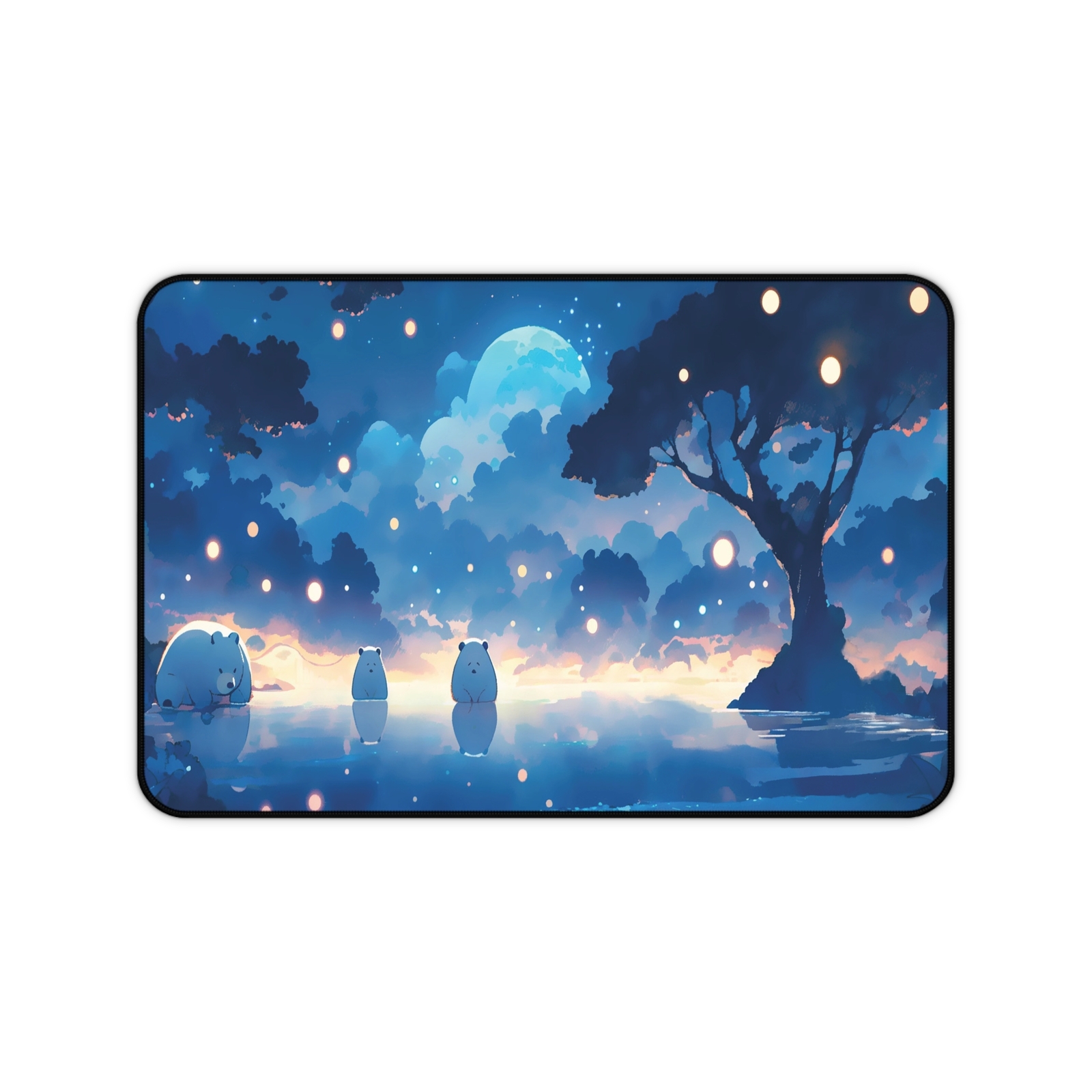 Kawaii Dark Blue Desk Mat, Cute Large Mouse Pad, Kawaii Gaming Mouse Pad