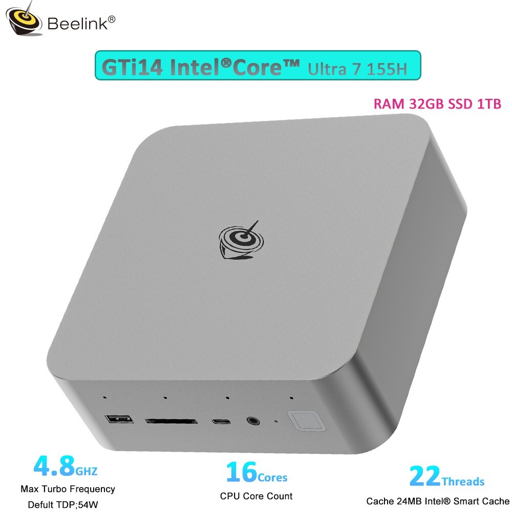 Mini Computer Beelink GTi14 Intel Ultra7 155H Gaming PC RAM32GB SSD1TB DDR5WIFI7