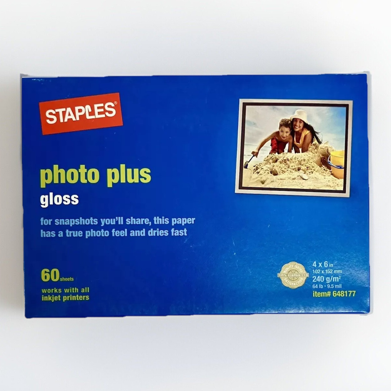 NEW Staples 60 Sheet Photo Plus Gloss Paper- Lot Of 10 4” x 6” Sealed