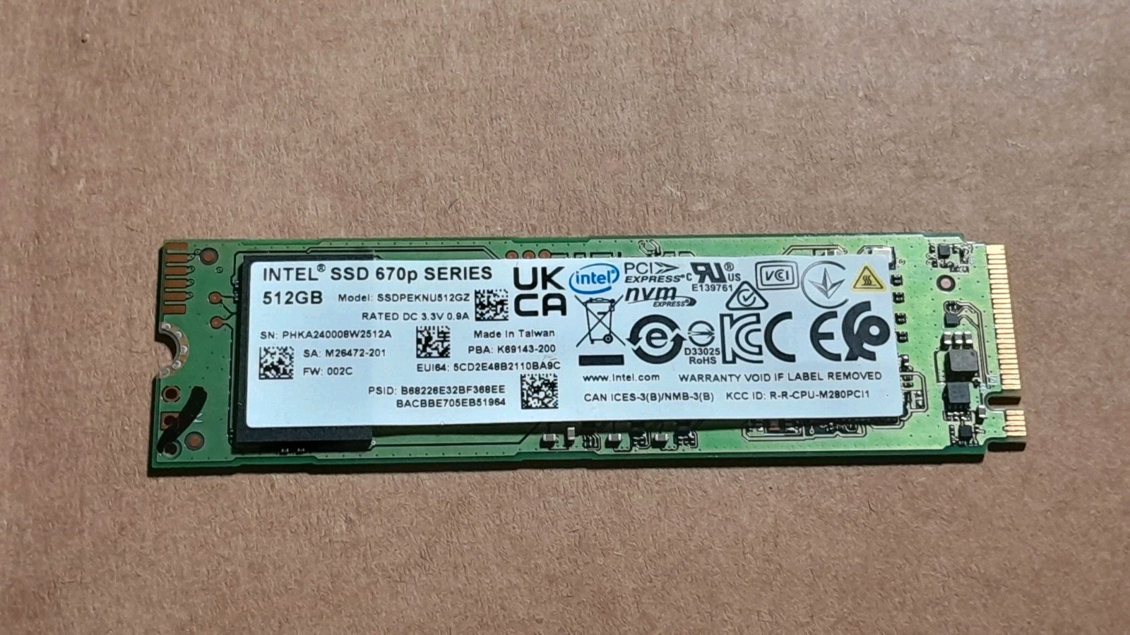 Intel SSD 670p Series 512GB  SSDPEKNU512GZ M.2 NVMe PCIe hm