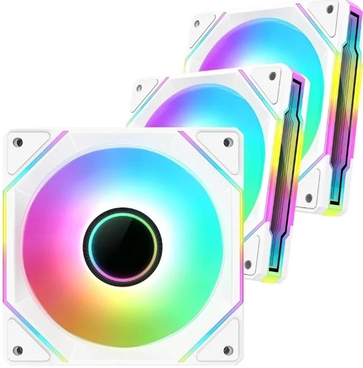 3 Pack 120 MM Forward Blade Infinity Mirror Design Fans In the Color White