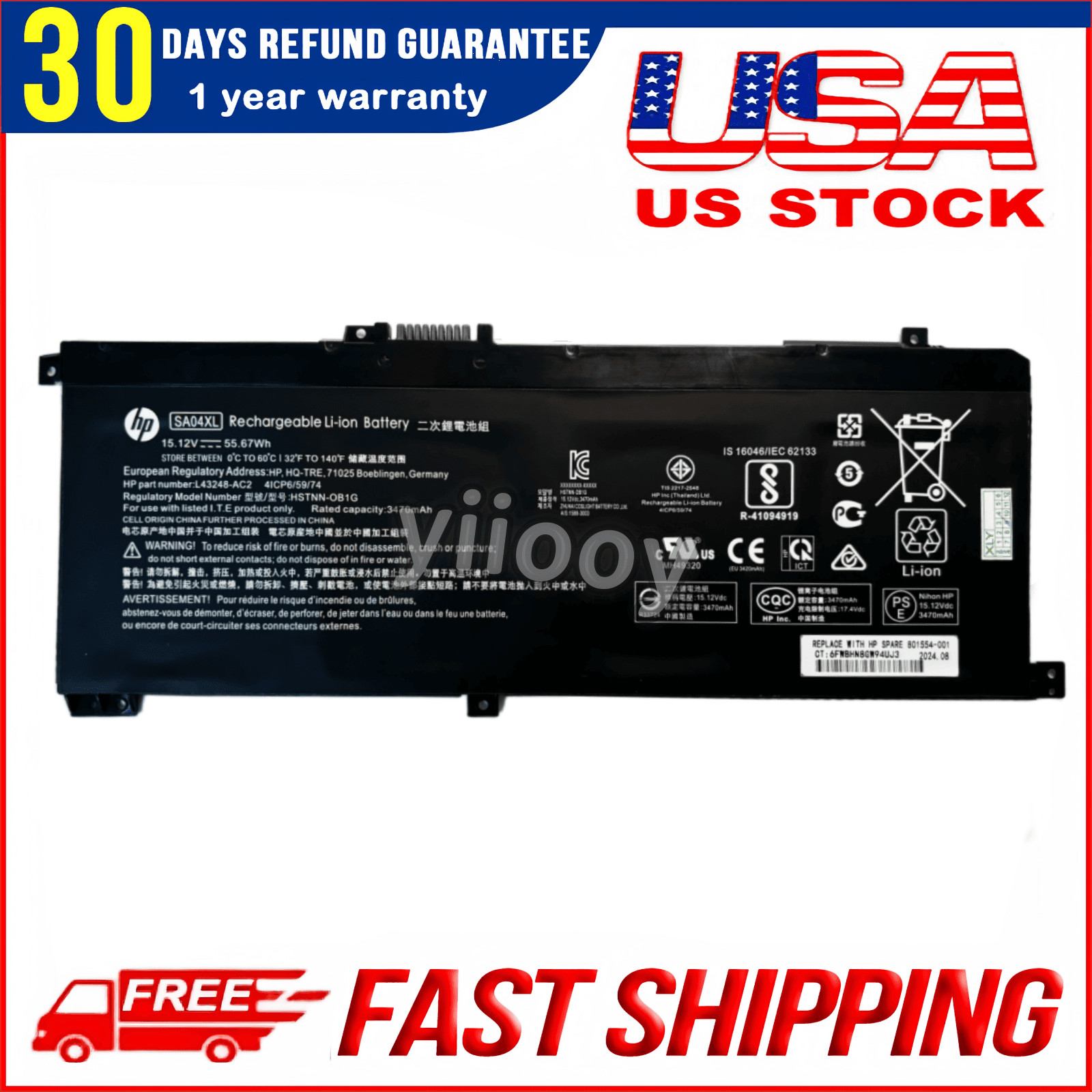 SA04XL L43248-AC2 L43267-005 New Genuine Battery for HP ENVY X360 15-DR Series