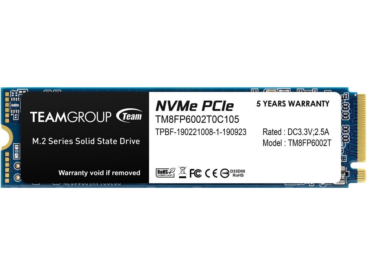 Team Group TM8FP6002T0C101 2TB M.2 SSD PCIe NVMe Blue/Black