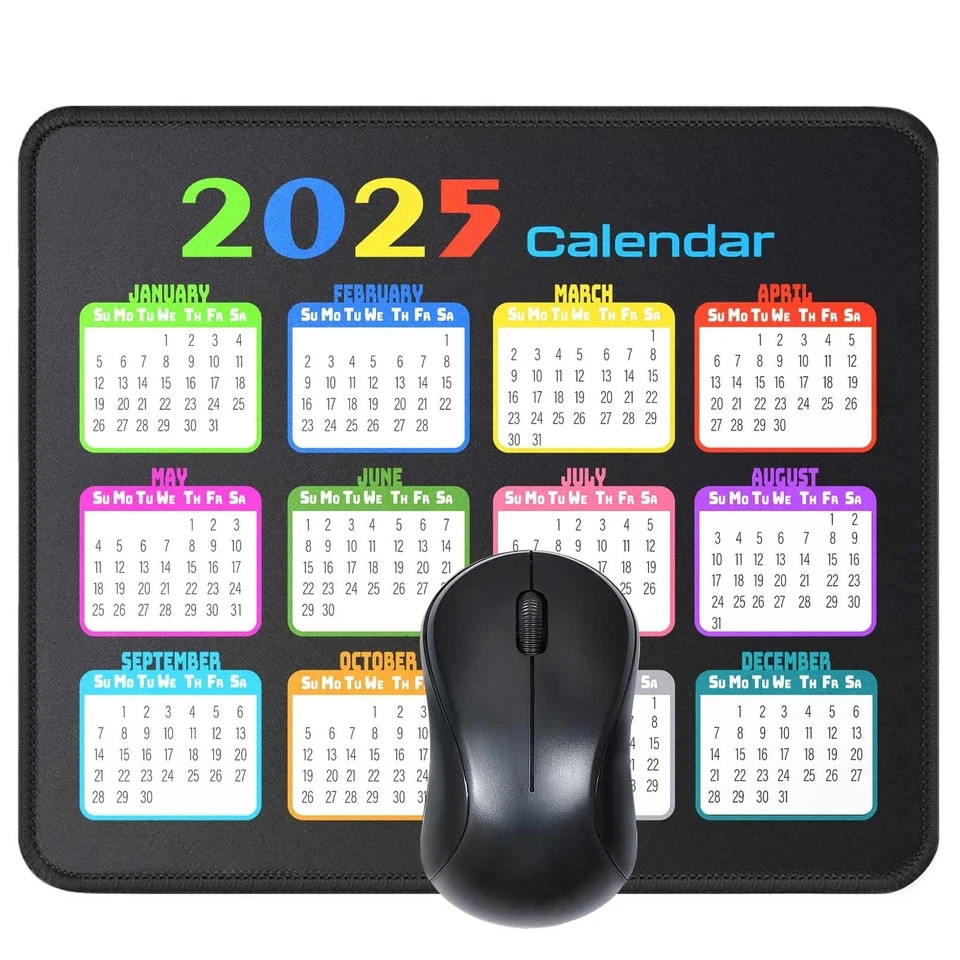 2025 Calendar Mouse Pad 9.5 X 7.8 in, Mouse Pads with Stitched Edges