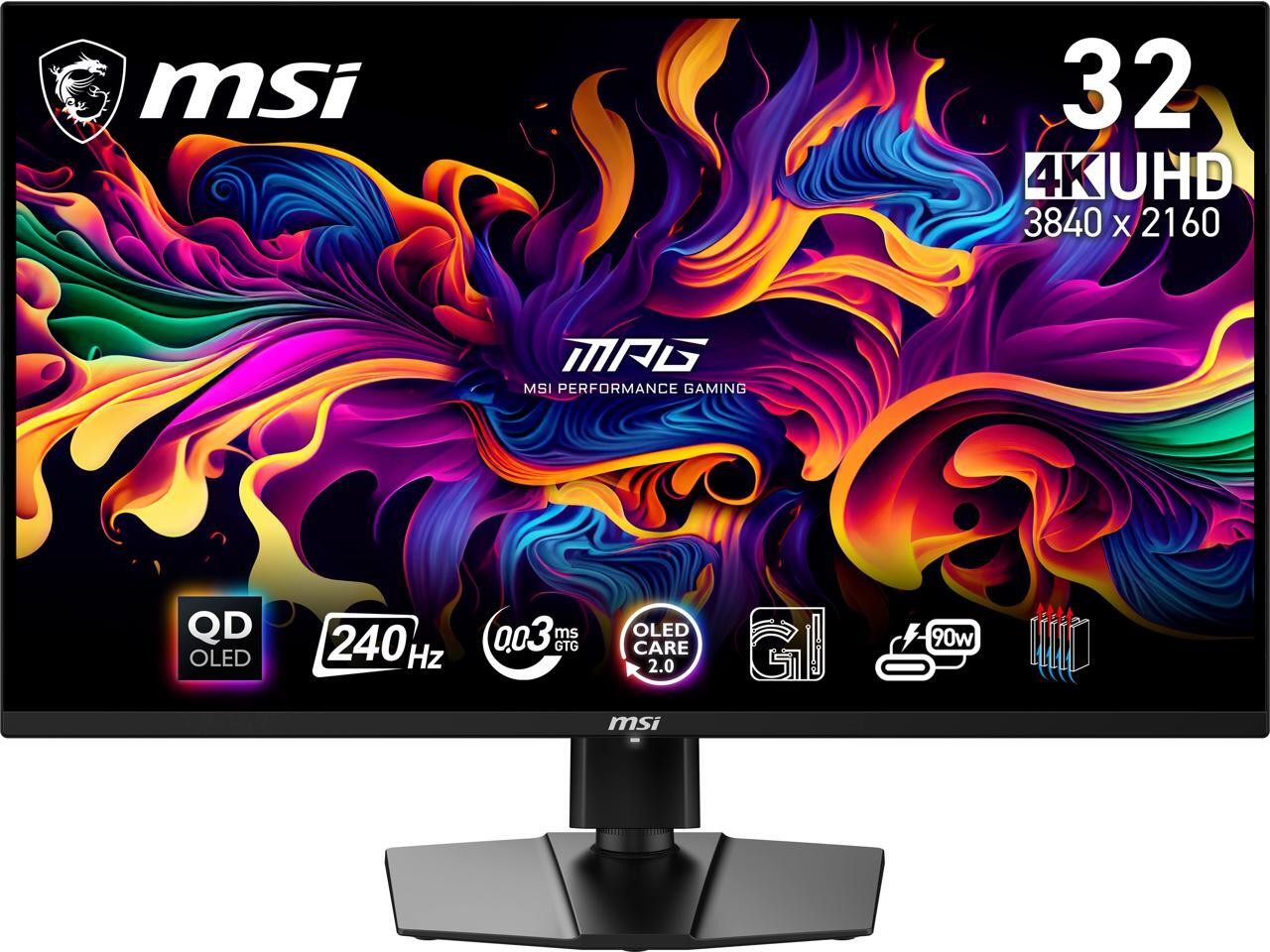 MSI 32" UHD OLED 240 Hz Height & Swivel, G-Sync Compatible 0.03ms Gaming Monitor