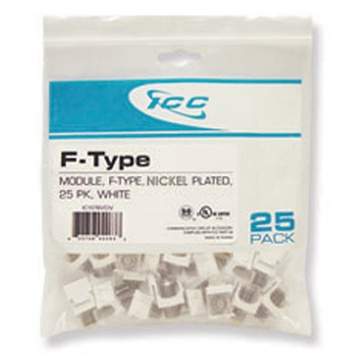 ICC MODULE F-TYPE NICKEL PLATED 25 PK WHITE IC107BFCWH UPC 633758023399