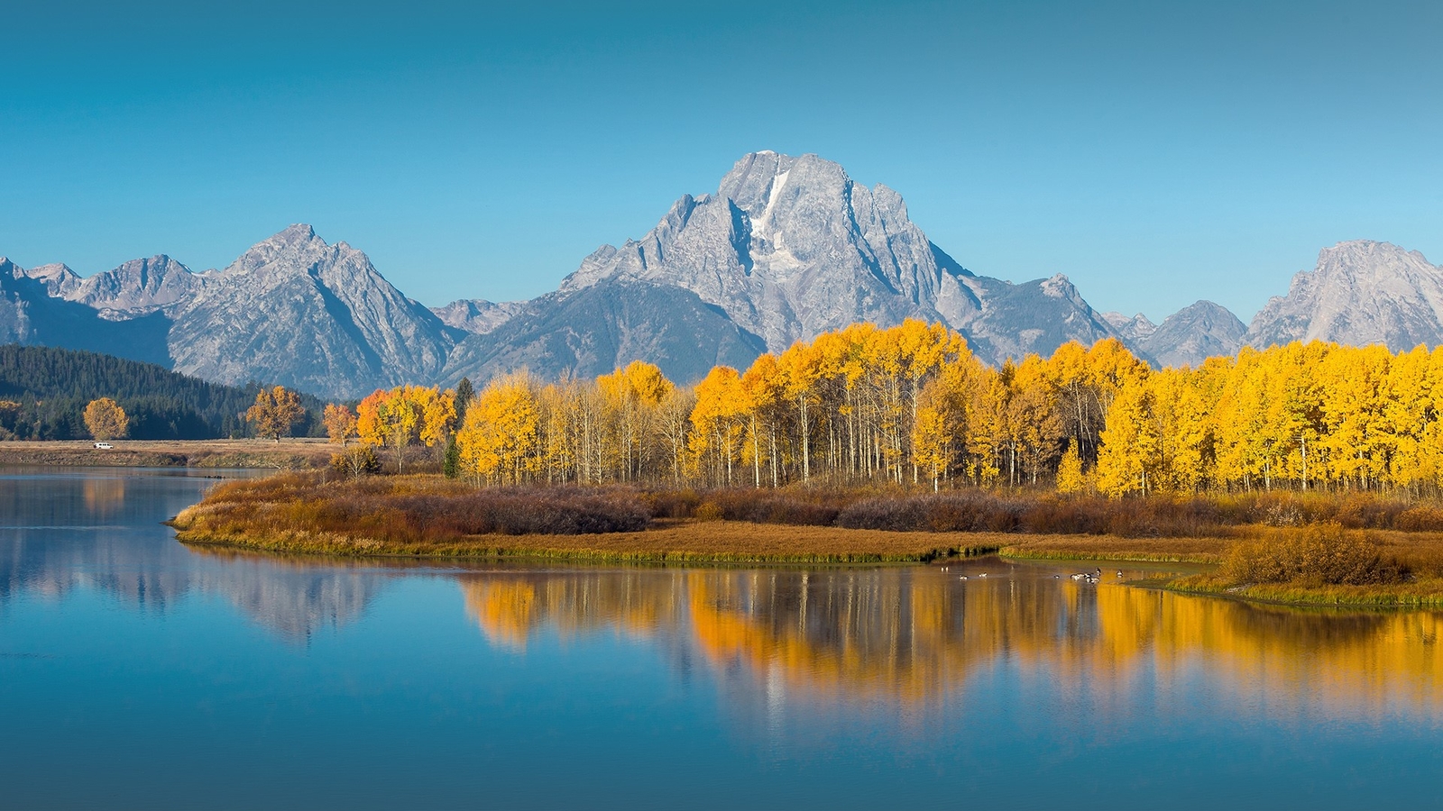 Landscape nature fall mountains sky clear reflection Custom Gaming Mat Desk