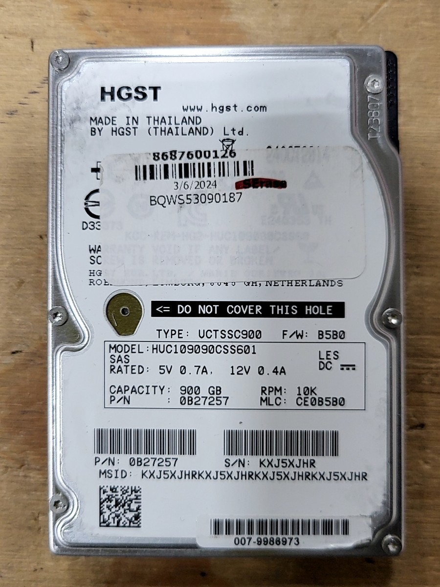 HGST HUC109090CSS601 0B27257 Hard Drive 900GB 2.5 SAS