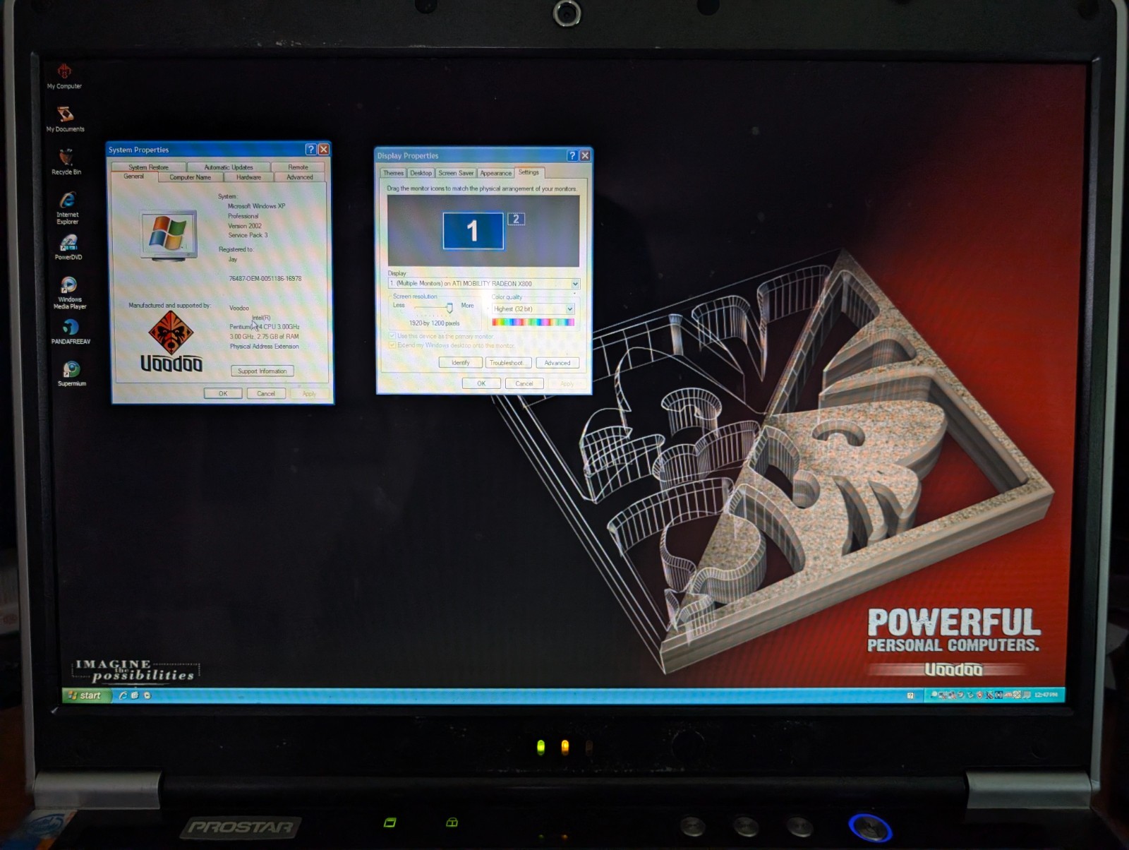 Alienware M7700 / Clevo D900T Prostar D9T Pentium 4 Windows XP Gaming Laptop